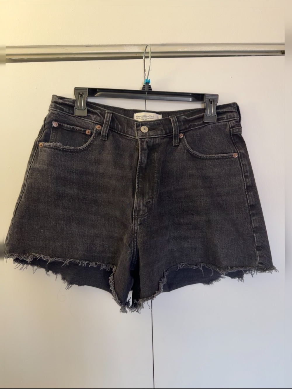 Abercrombie & Fitch Black Distressed Raw-Hem Denim Shorts